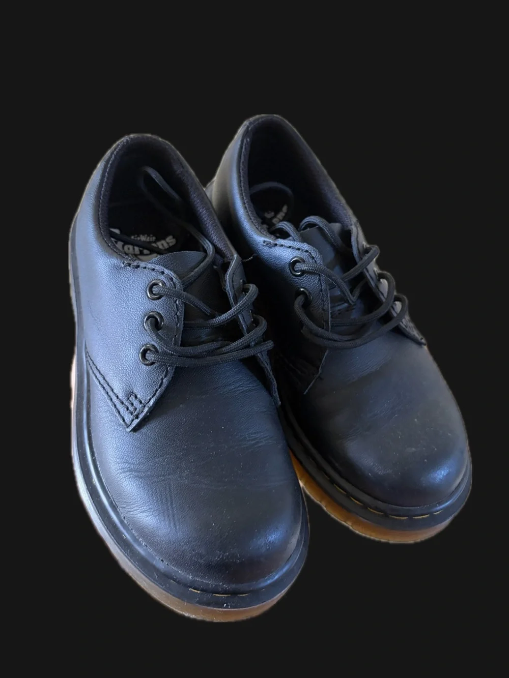Classic Black Leather Dr.Martens Kid's Lace-Up Shoes